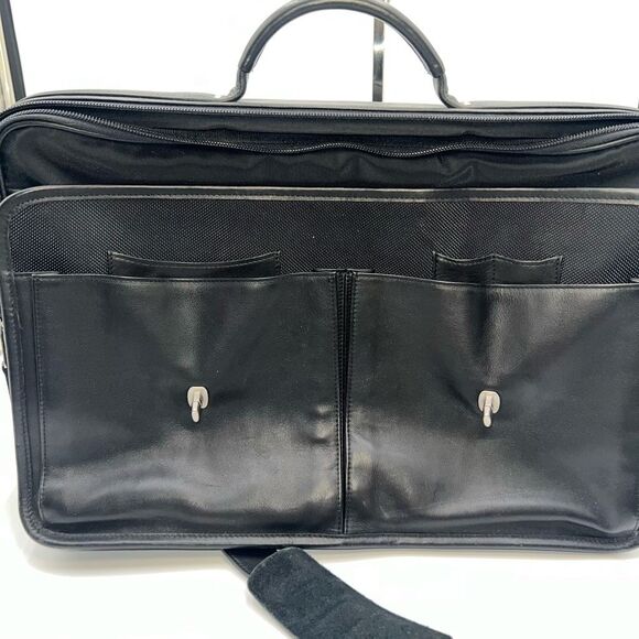 COACH PRESCOTT 90s Vintage BLACK LEATHER LAPTOP BRIEFCASE MESSENGER BAG   WITH C - Picture 13 of 16